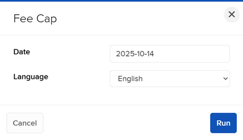 The Fee Cap panel in advisor portal 